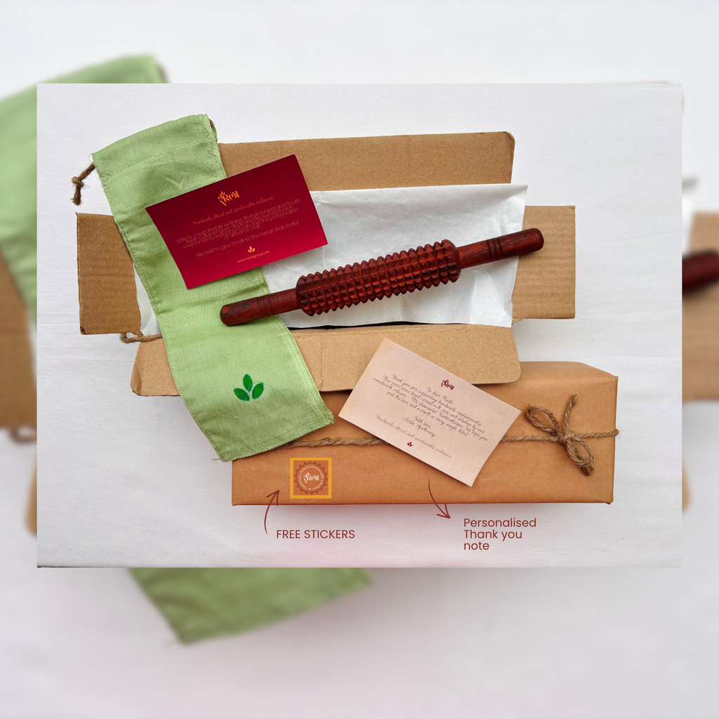 Wooden Fascia Release Roller | Handmade Body Massage Tool